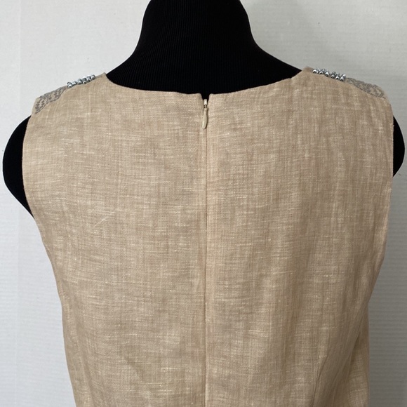 LOFT Women’s 100% Linen, Beaded Neckline Sleeveless Dress Size 8 NWT. - Picture 4 of 10